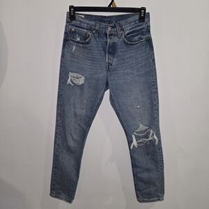 Levis 501 Jeans Men's Skinny Button Fly 100% Cotton Distressed Size 27x28